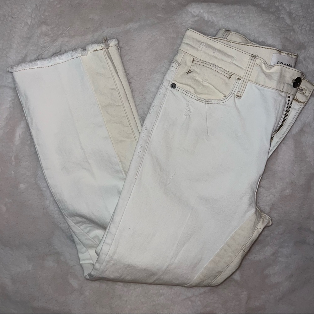 Frame Le High Straight Spring Mix Jeans Two tone cream and white jeans - Picture 5 of 15